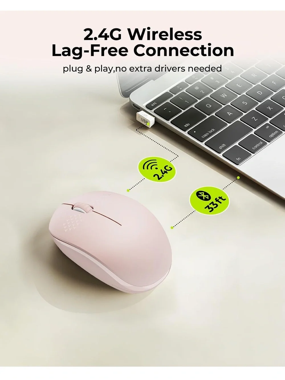Wireless Optical Mouse in Blush Pink/ Mauve